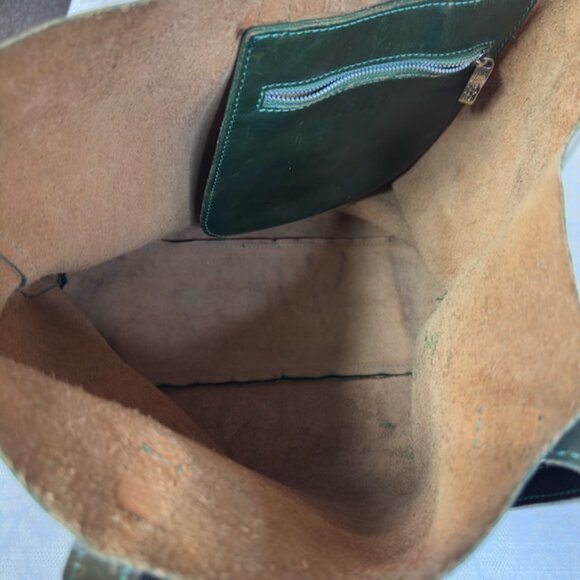 Floto Italian Leather Tote Green Patina Made in Tuscany - Picture 8 of 13